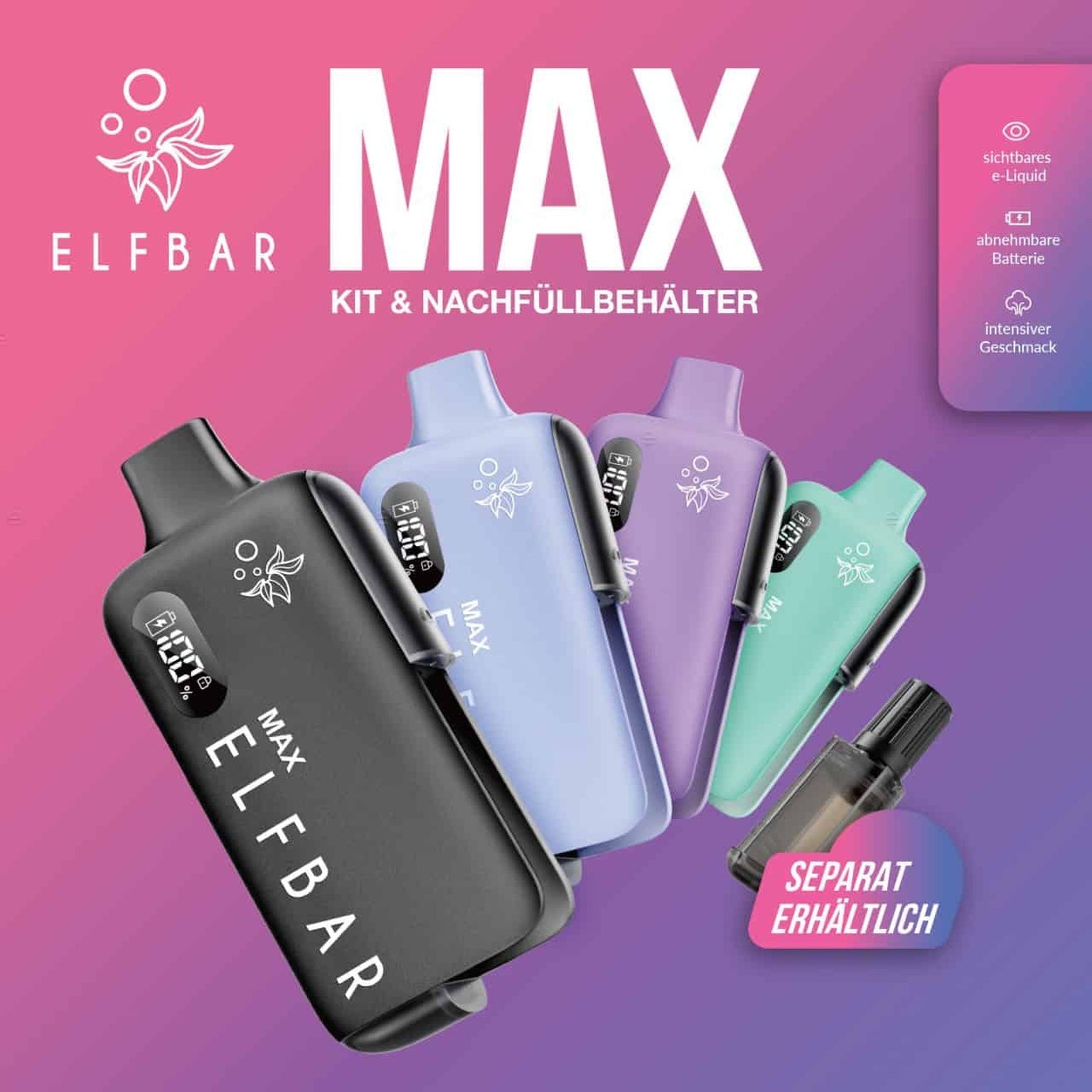 Elfbar MAX - mehr Züge mehr Power. Entdecke die Elfbar Max und profitiere von den günstigen Preisen bei Vecom.