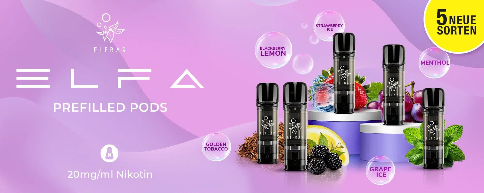 Entdecke die neuen Sorten der ELFA Prefilled Pods jetzt günstig und schnell geliefert bei VECOM.