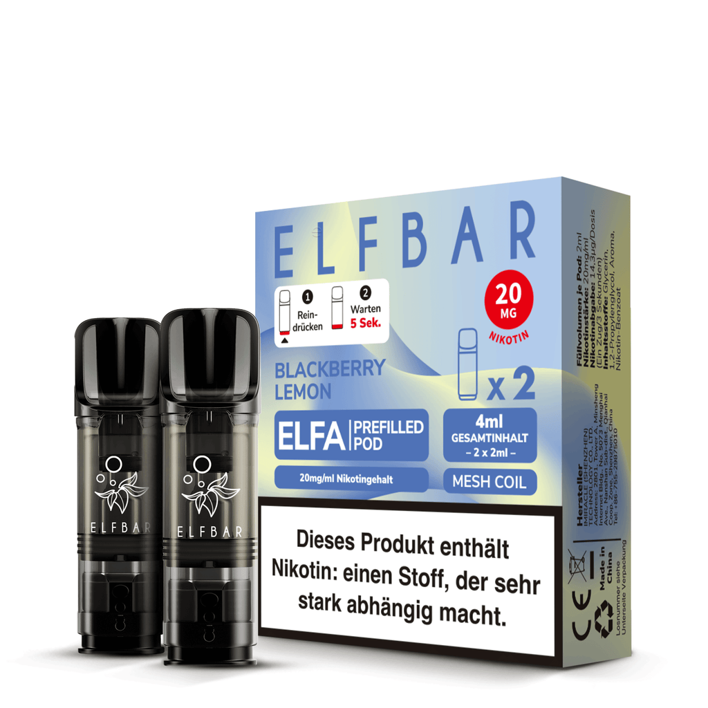 ELFBAR ELFA Pod - Blackberry Lemon 20mg Nikotin (2er Pack)