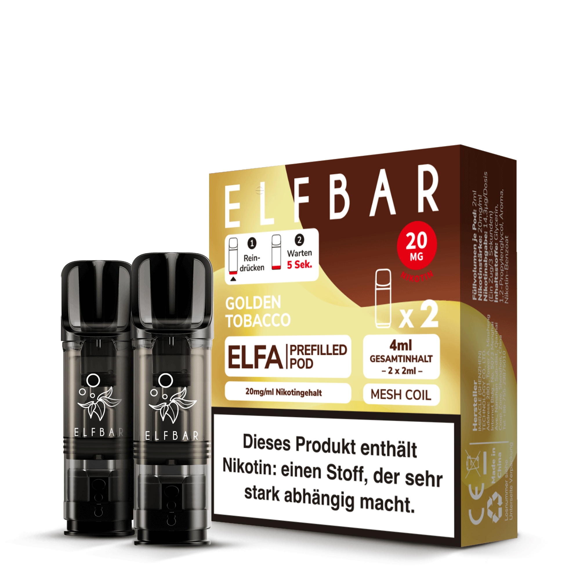 ELFBAR ELFA Pod - Golden Tobacco 20mg Nikotin (2er Pack)