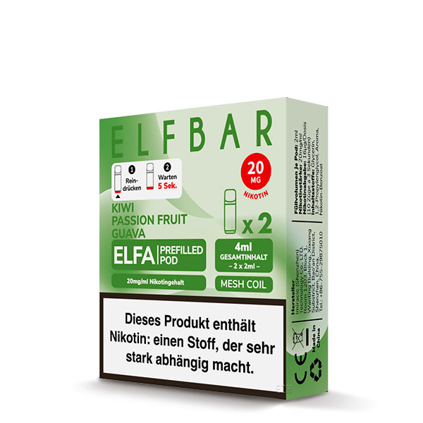 ELFBAR ELFA Pod - Kiwi Passionsfruit Guava 20mg Nikotin (2er Pack)