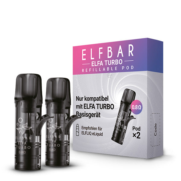 Elfbar ELFA Refillable Pods 0,8 Ohm - 2er Pack Nachfüll-Pods, kompatibel mit ELFA Turbo Basisgerät - empfohlen für ELFLIQ eLiquid - jetzt günstig bei Vecom kaufen