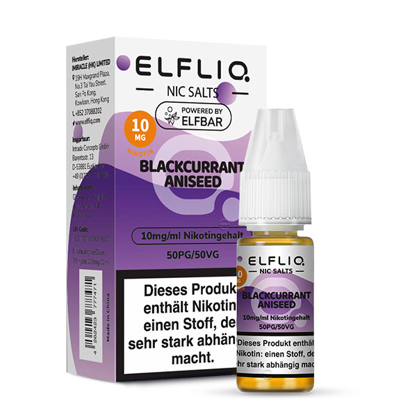 Elfbar Elfliq 10ml - Blackurrant Aniseed 20mg Nikotinsalz