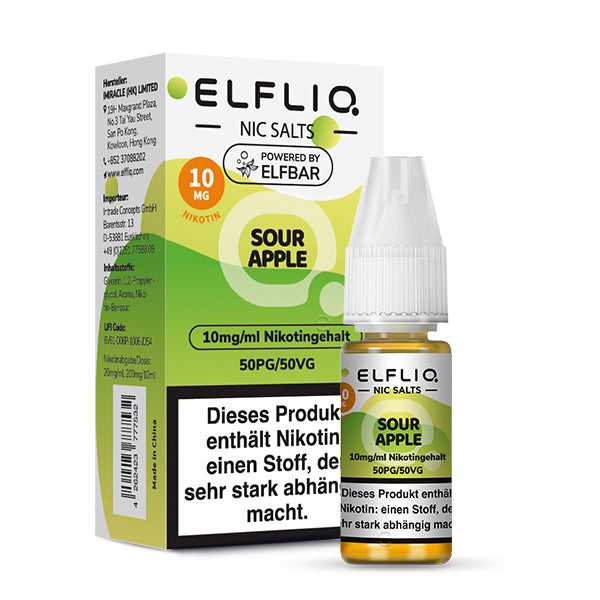 Elfbar Elfliq 10ml - Sour Apple 20mg Nikotinsalz