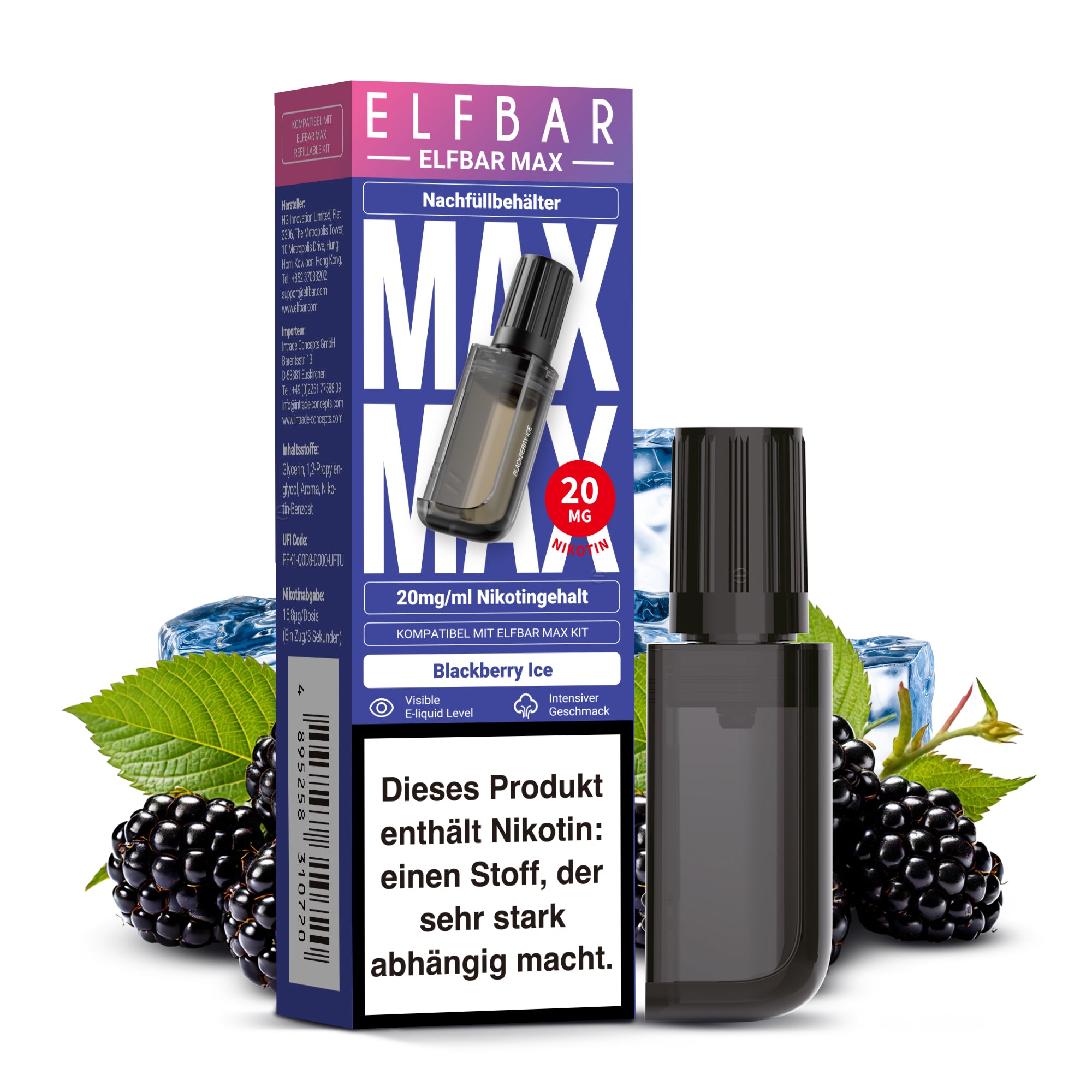 Elfbar MAX Pod - Blackberry Ice 20mg Nikotingehalt