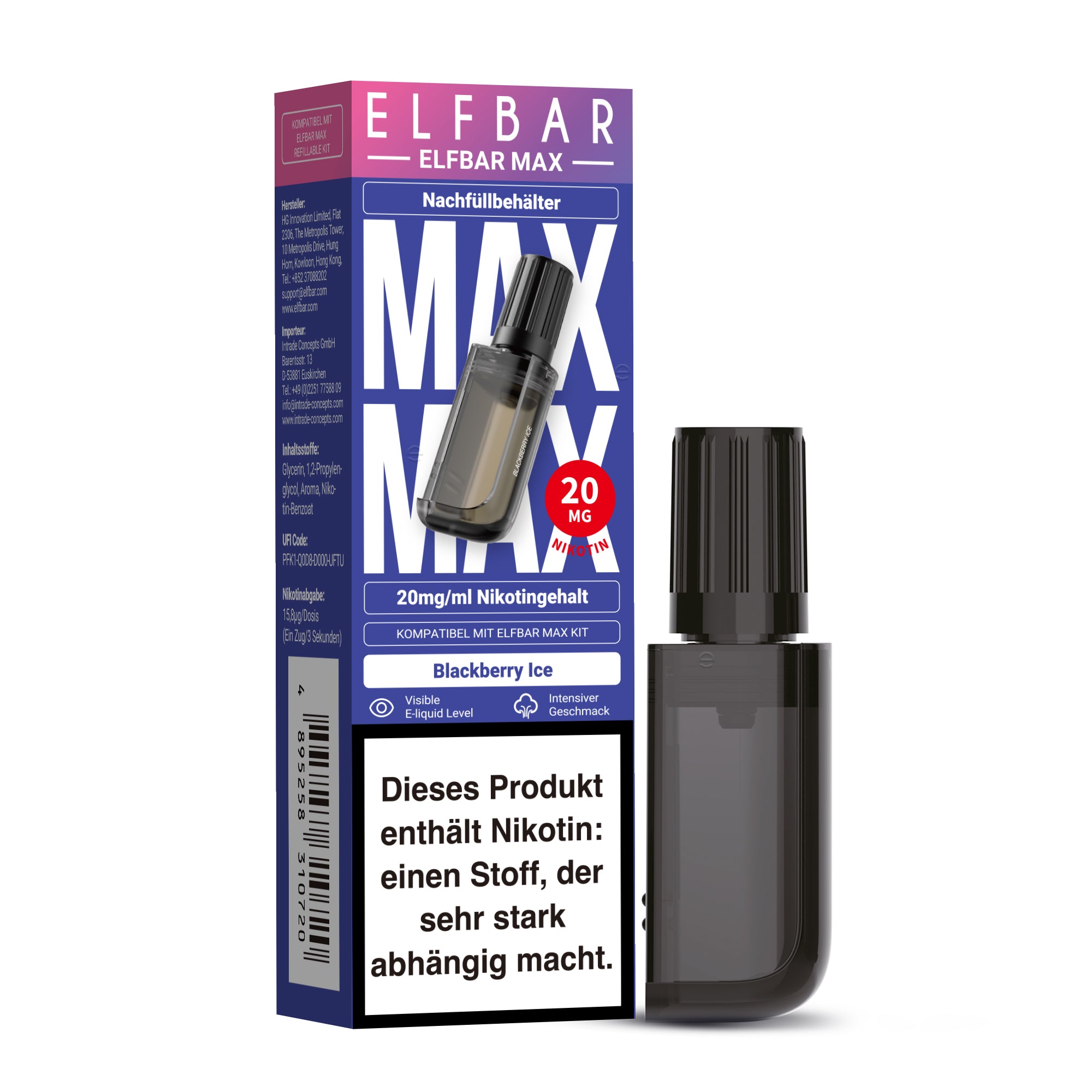 Elfbar MAX Pod - Blackberry Ice 20mg Nikotingehalt