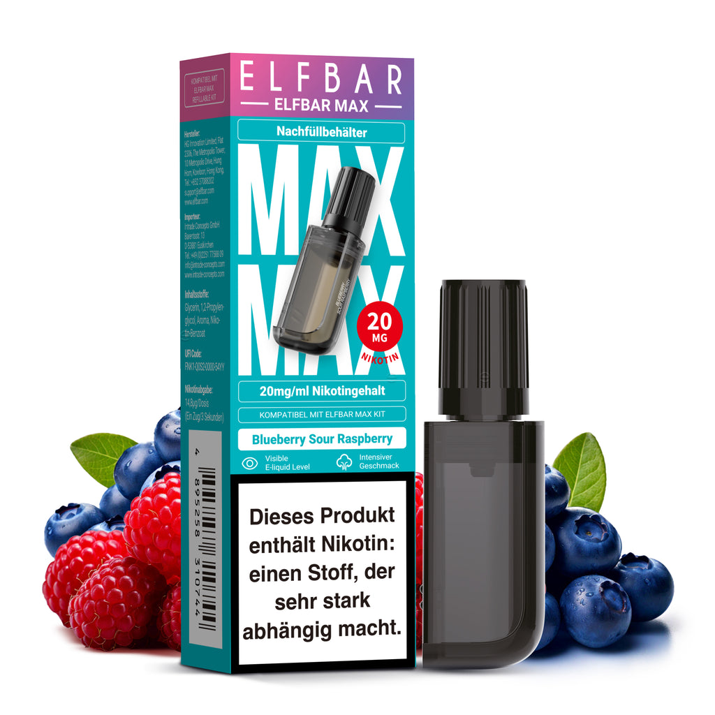 Elfbar MAX Pod - Blueberry Sour Raspberry 20mg Nikotingehalt
