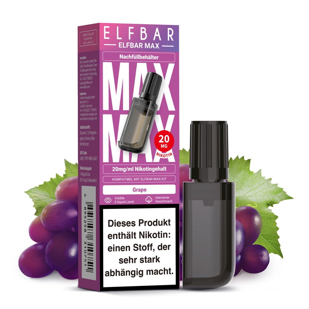 Elfbar MAX Pod - Grape 20mg Nikotingehalt