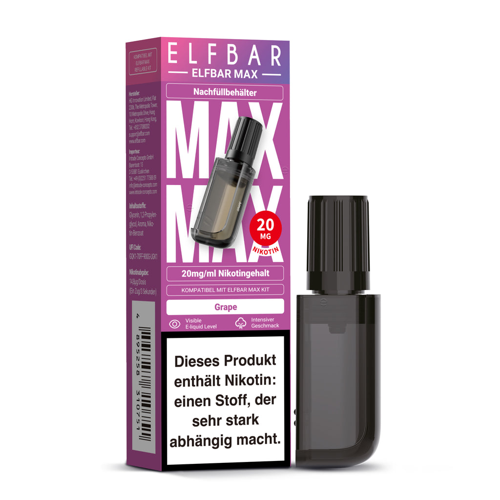 Elfbar MAX Pod - Grape 20mg Nikotingehalt