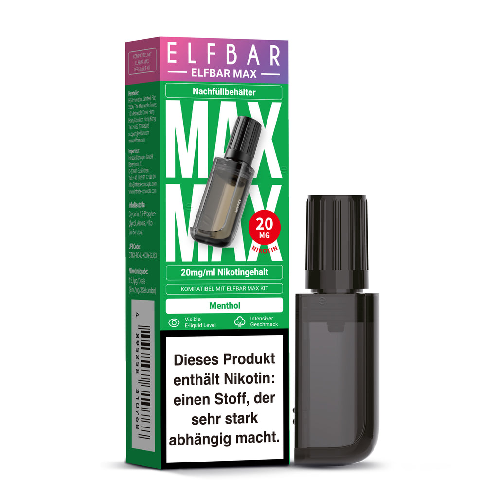 Elfbar MAX Pod - Menthol 20mg Nikotingehalt