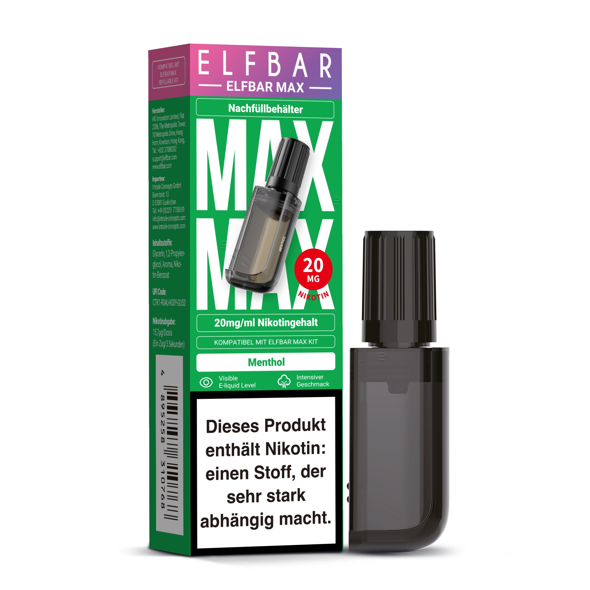 Elfbar MAX Pod - Menthol 20mg Nikotingehalt