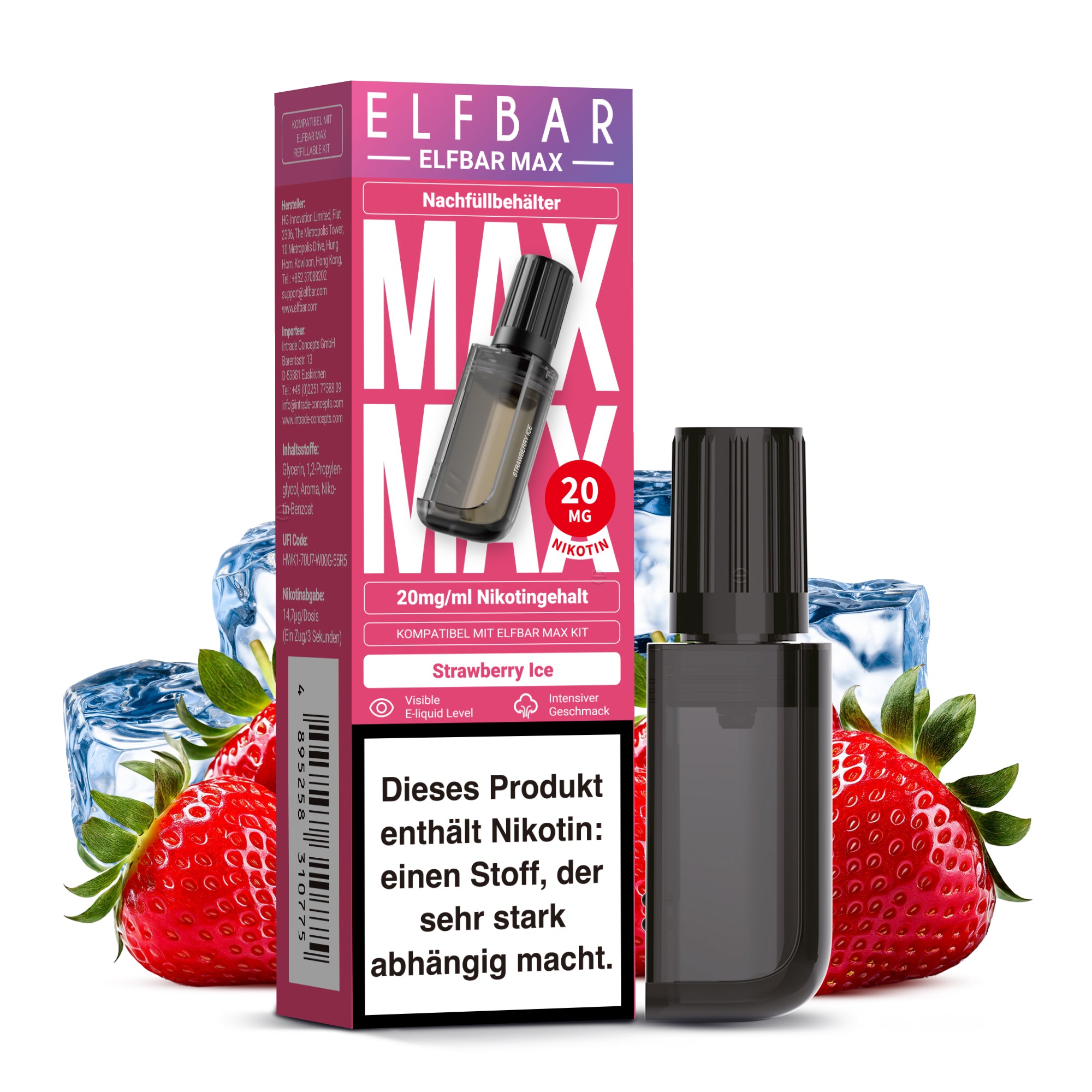Elfbar MAX Pod - Strawberry Ice 20mg Nikotingehalt