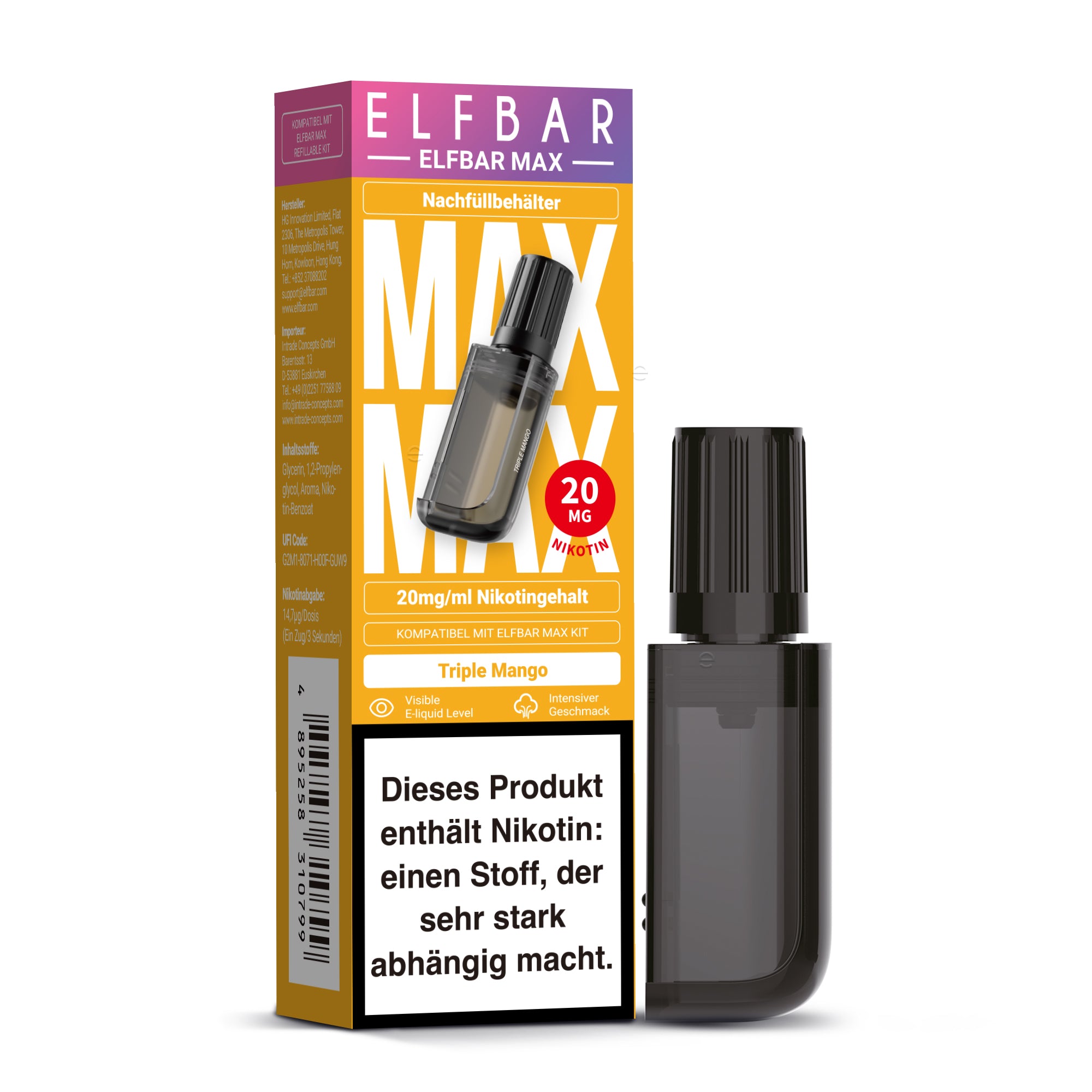 Elfbar MAX Pod - Triple Mango 20mg Nikotingehalt