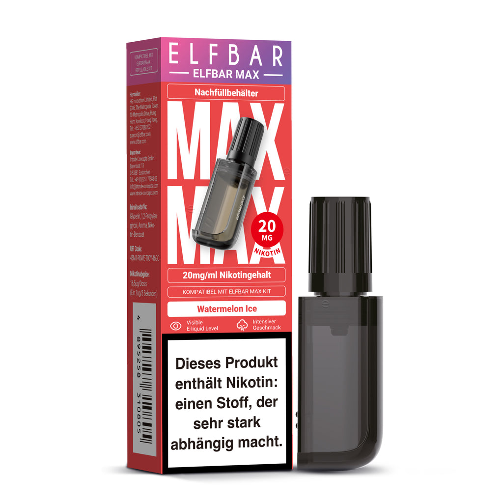 Elfbar MAX Pod - Watermelon Ice 20mg Nikotingehalt