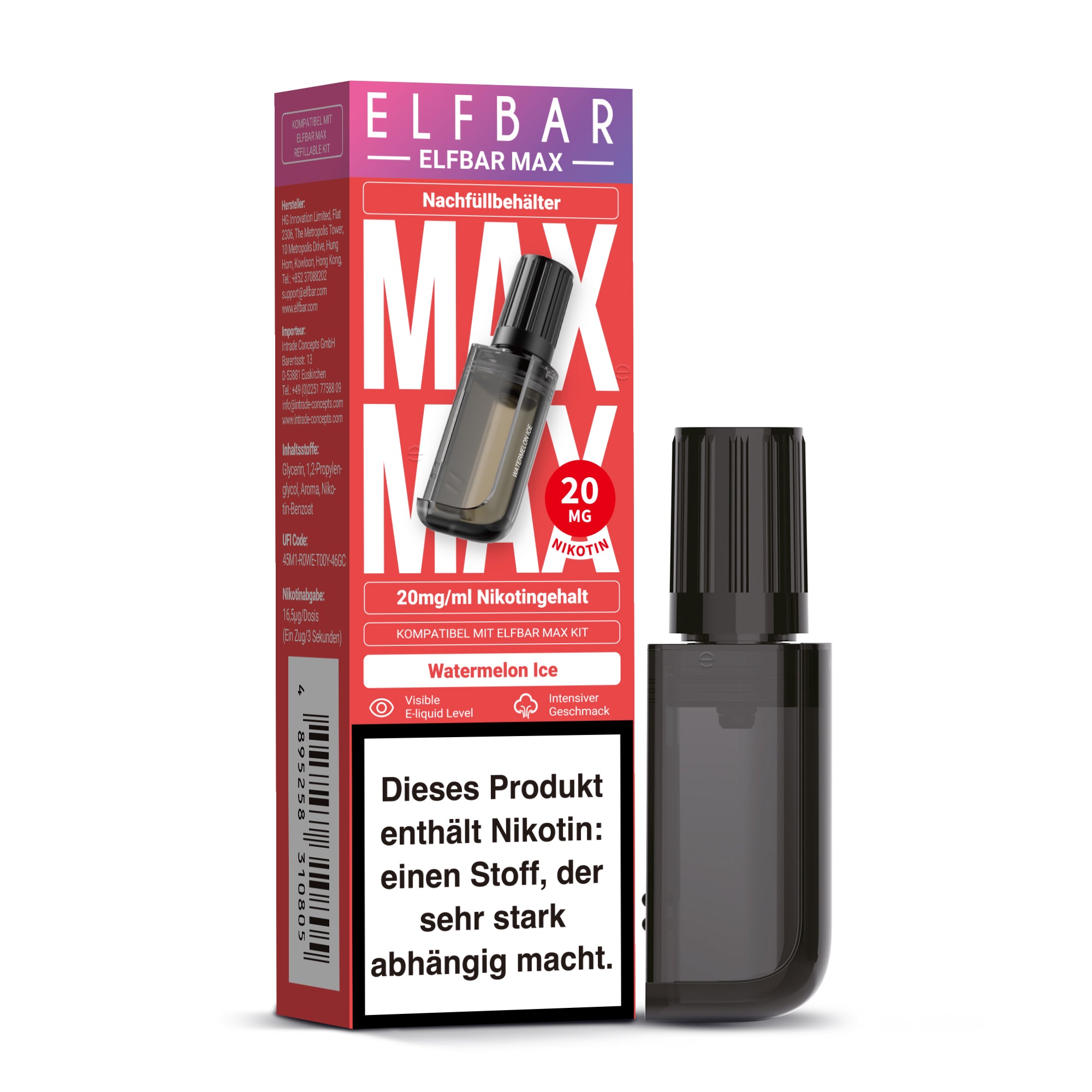 Elfbar MAX Pod - Watermelon Ice 20mg Nikotingehalt