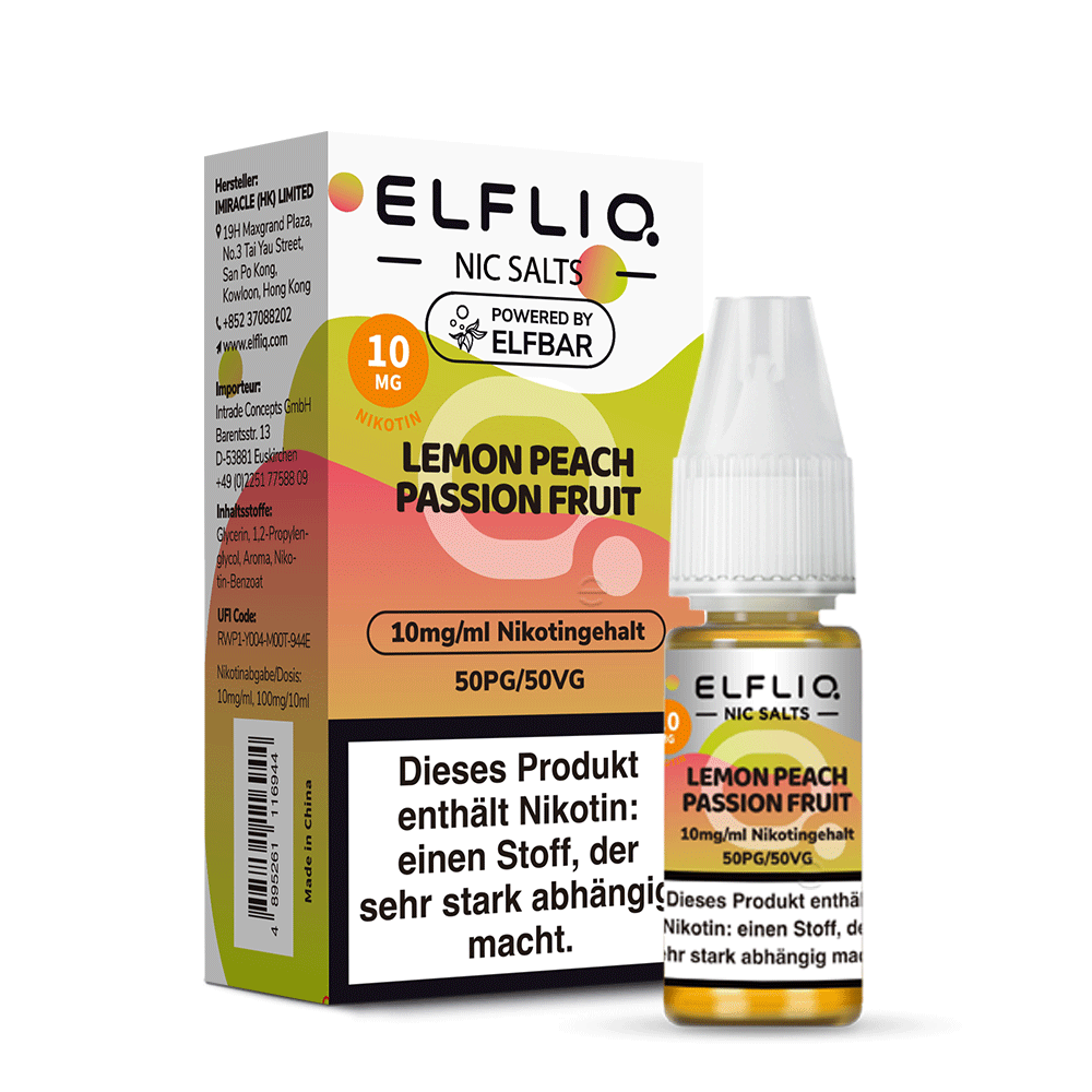 Elfbar Elfliq 10ml - Lemon Peach Passionfruit 20mg Nikotinsalz